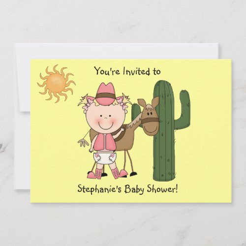 Cute Baby Girl &amp; Horse Pony Custom Western Announcements