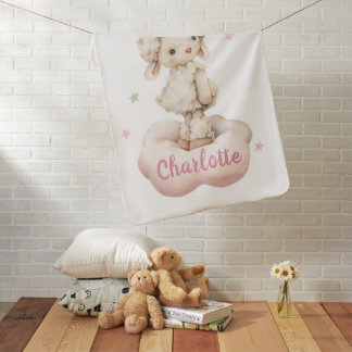 Cute baby girl lamb Baby Blanket