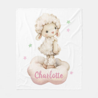 Cute baby girl lamb fleece blanket