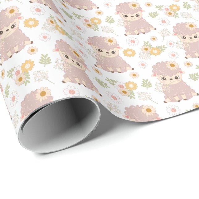 cute baby girl lamb  wrapping paper (Roll Corner)