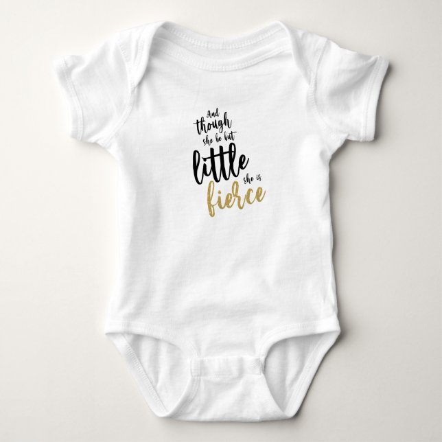 Cute Baby Girl Little Fierce Glitter Baby Bodysuit (Front)