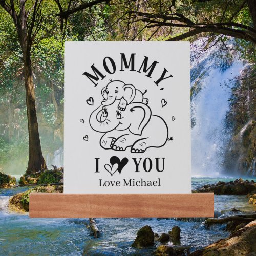 cute baby girl love Mom add name elephant Picture Ledge