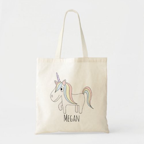 Cute Baby Girl Magical Unicorn with Name Diaper Tote Bag