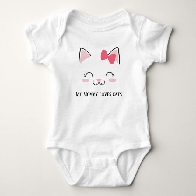 cute baby girl Mommy cat lover Baby Bodysuit (Front)