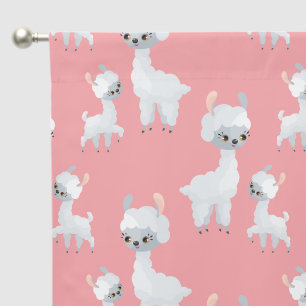 Cute baby girl Mommy llama tiled pattern Blackout Curtains