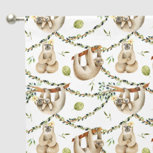 Cute baby girl Mommy sloth tiled pattern Blackout Curtains