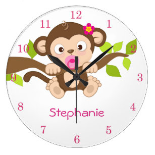Monkey Wall Clock Kids Nursery Room,Teens Room Wall Clock