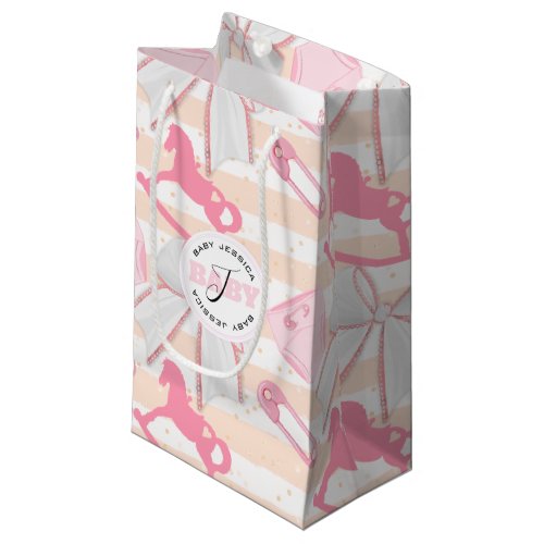 Cute Baby Girl Monogrammed Pattern Small Gift Bag