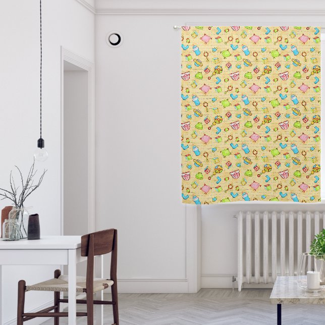 Cute Baby Girl Needs Rattle Blocks Yellow Pattern Blackout Curtains (Living Room)