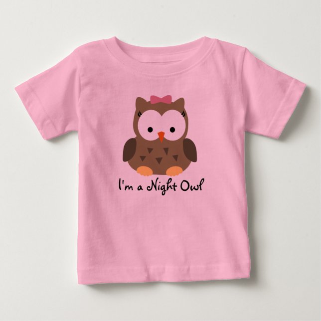 Cute Baby Girl Night Owl T-Shirt (Front)