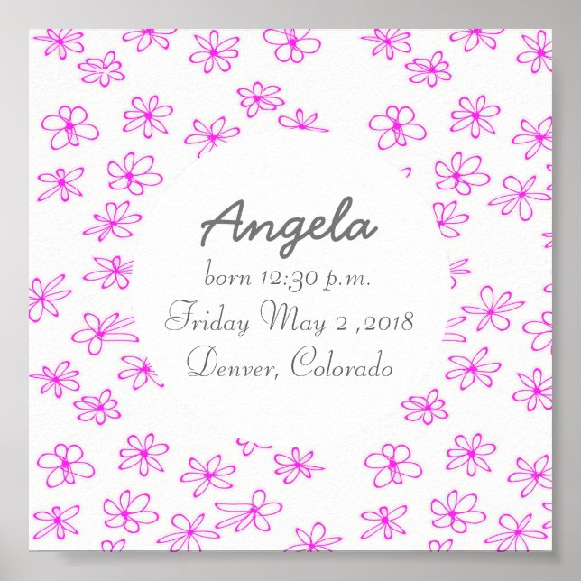 cute baby girl nursery art to personalize poster (Front)