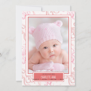 Cute Baby Girl Octopus Sea Life Birth Announcement