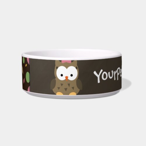 Cute Baby Girl Owl PinkGreenBrown Bowl