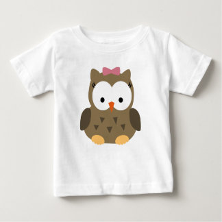 Cute Baby Girl Owl with Pink Bow Baby T-Shirt
