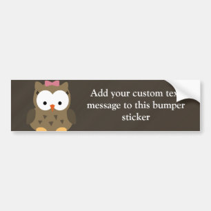 Cute Baby Girl Owl with Pink Bow Bumper Sticker