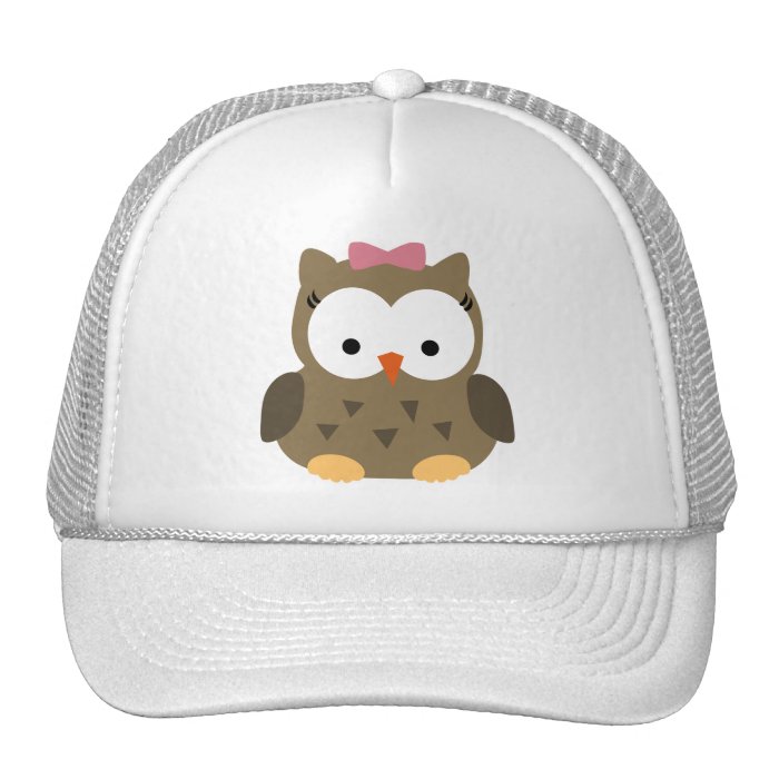 Cute Baby Girl Owl with Pink Bow Hat