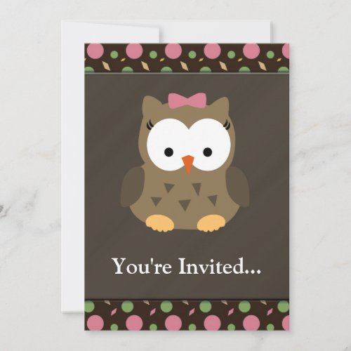 Cute Baby Girl Owl with Pink Bow Announcements