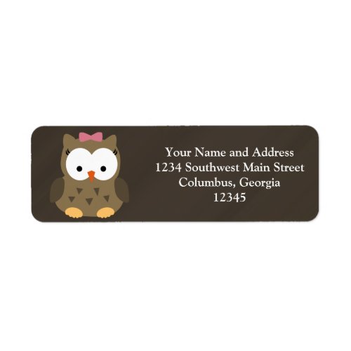 Cute Baby Girl Owl with Pink Bow Label