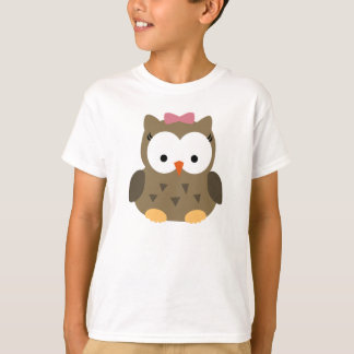 Cute Baby Girl Owl with Pink Bow T-Shirt