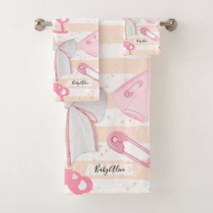 Cute Baby Girl Pattern Bath Towel Set