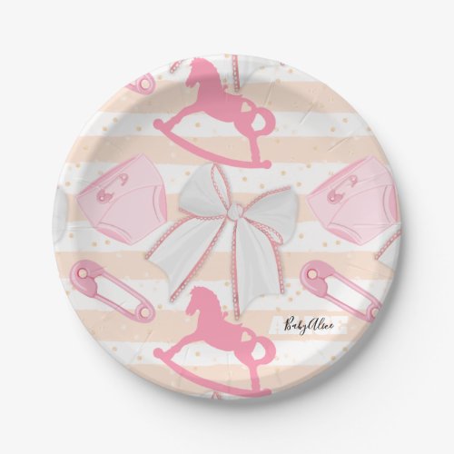 Cute Baby Girl Pattern Paper Plates