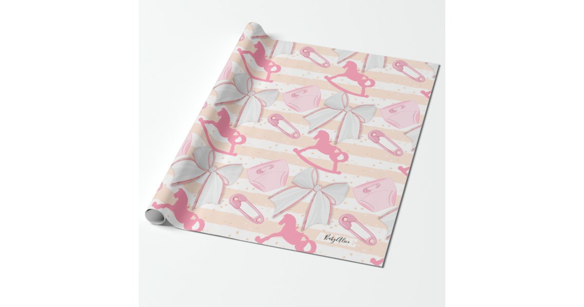 Cute Baby Girl Pattern Wrapping Paper | Zazzle