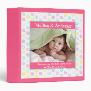 Cute Baby Girl Personalized Photo Birth Record Binder