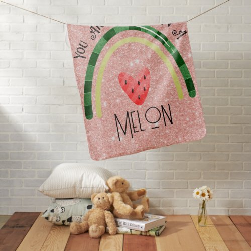 Cute Baby Girl Personalized Watermelon Graphic  Baby Blanket