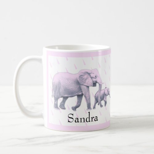 Cute Baby Girl pink blue Elephants Baby Shower Coffee Mug