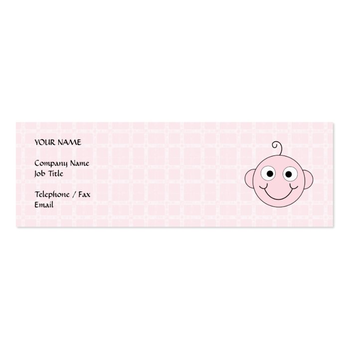 Girl. Pink Check Background. Business Card Templates