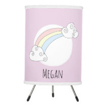 Cute Baby Girl Pink Doodle Rainbow Nursery Tripod Lamp