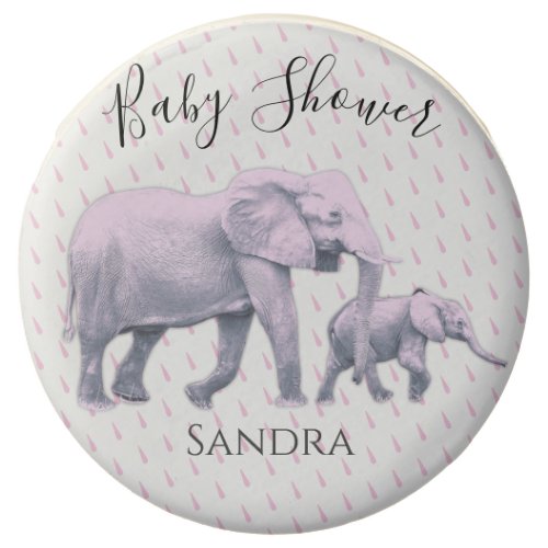 Cute Baby Girl Pink Elephants Modern Baby Shower Chocolate Covered Oreo