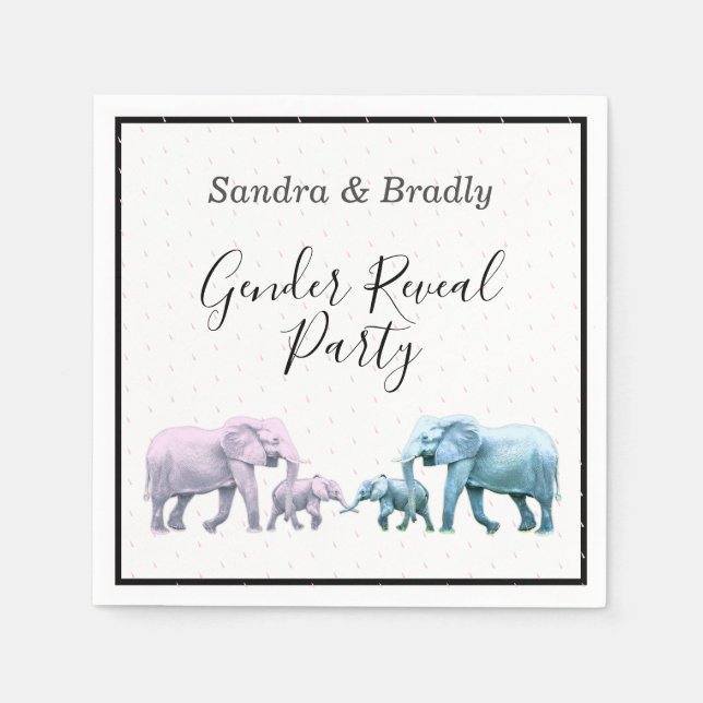 Cute Baby Girl Pink Elephants modern Baby Shower Napkins (Front)