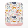 Cute Baby Girl Pink Pattern with Name Baby Burp Cloth