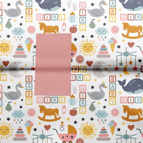 Cute Baby Girl Pink Toy Pattern Baby Shower Tissue Paper