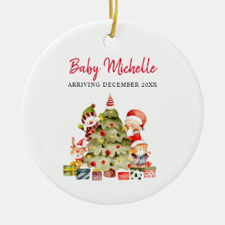Cute Baby Girl Pregnancy Announcement  Ceramic Ornament