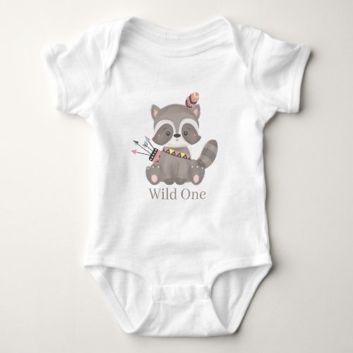 cute baby girl raccoon wild one baby bodysuit