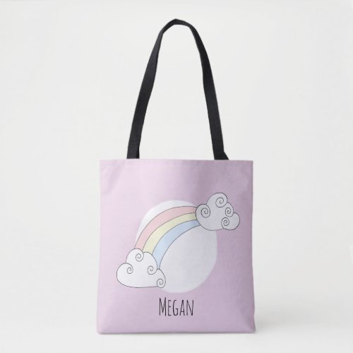 Cute Baby Girl Rainbow Pattern with Name Diaper Tote Bag