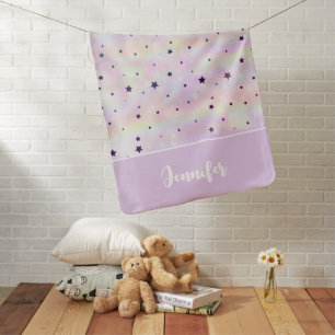 Cute Baby Girl Rainbow & Stars Pattern Purple Pink Blanket