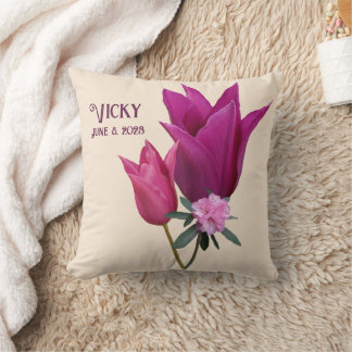 Cute baby girl shower customizable name Vicky Throw Pillow