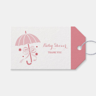 Cute Baby Girl Shower Pink Umbrella Thank You Gift Tags