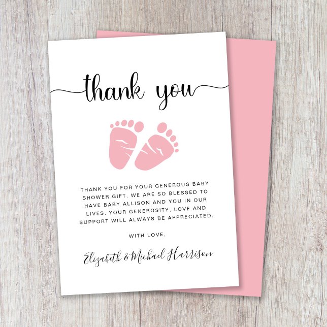 Cute Baby Girl Shower Thank You Card (Creator Uploaded)
