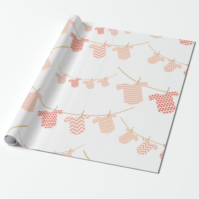 Cute baby girl shower wrapping paper (Unrolled)