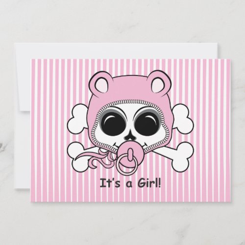 Cute Baby Girl Skull Custom Announcement