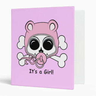 Cute Baby Girl Skull 3 Ring Binder