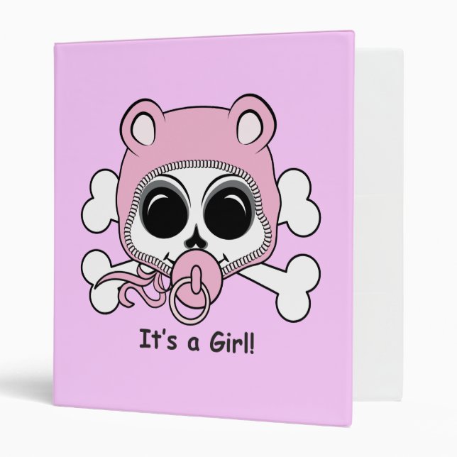Cute Baby Girl Skull 3 Ring Binder (Front/Inside)