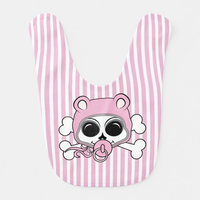 Cute Baby Girl Skull Baby Bib (Front)