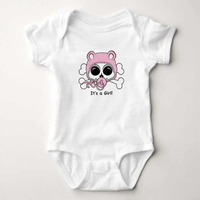 Cute Baby Girl Skull Baby Bodysuit (Front)