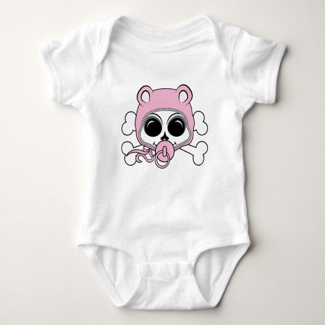 Cute Baby Girl Skull Baby Bodysuit (Front)