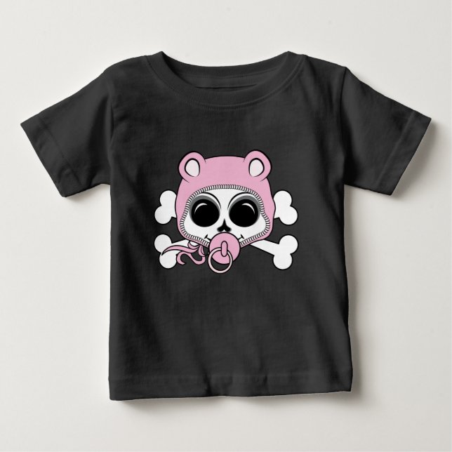 Cute Baby Girl Skull Baby T-Shirt (Front)